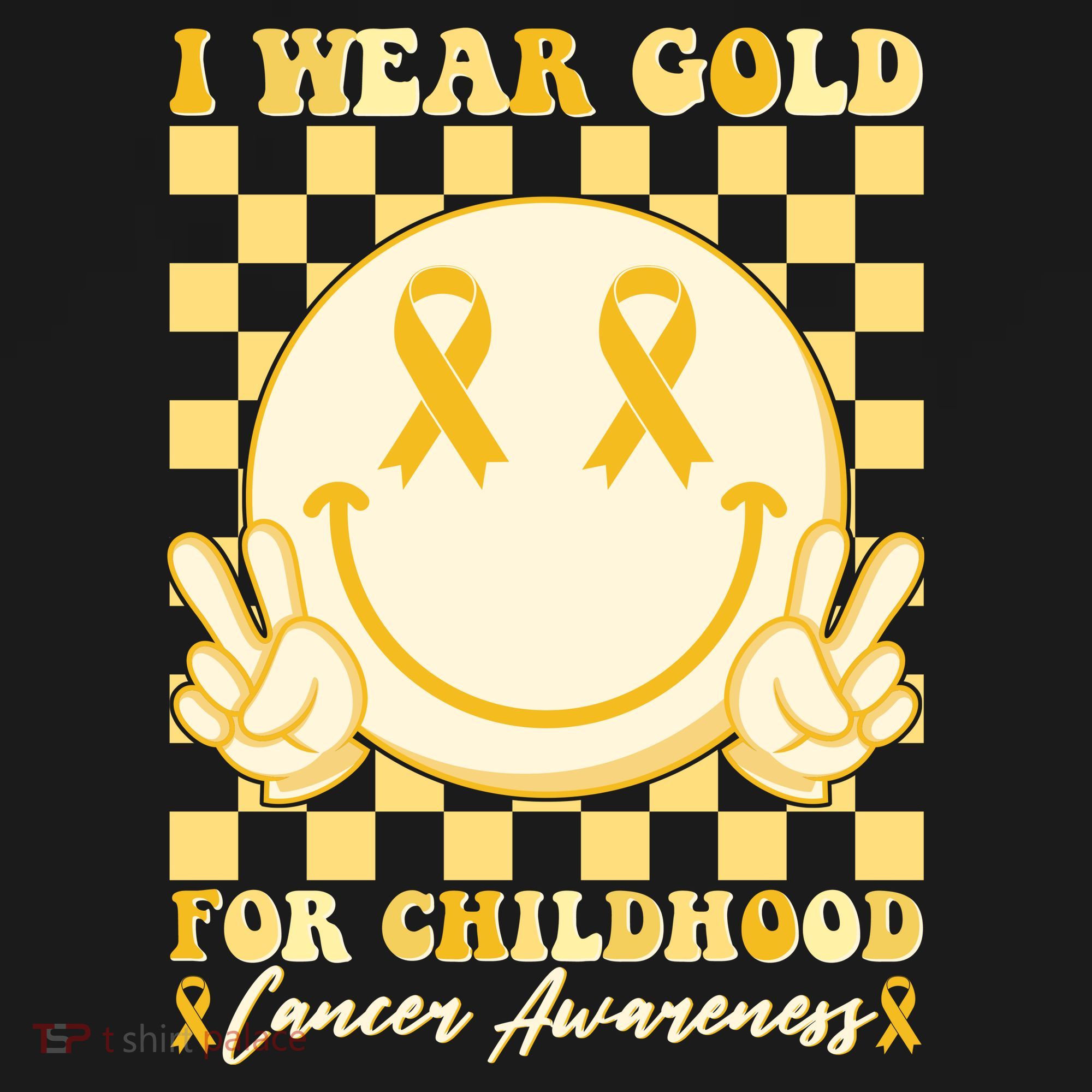 Retro Emoji Smiley I Wear Gold For Childhood Cancer Awareness Women's Tank Top