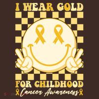 Retro Emoji Smiley I Wear Gold For Childhood Cancer Awareness T-Shirt thumb 7