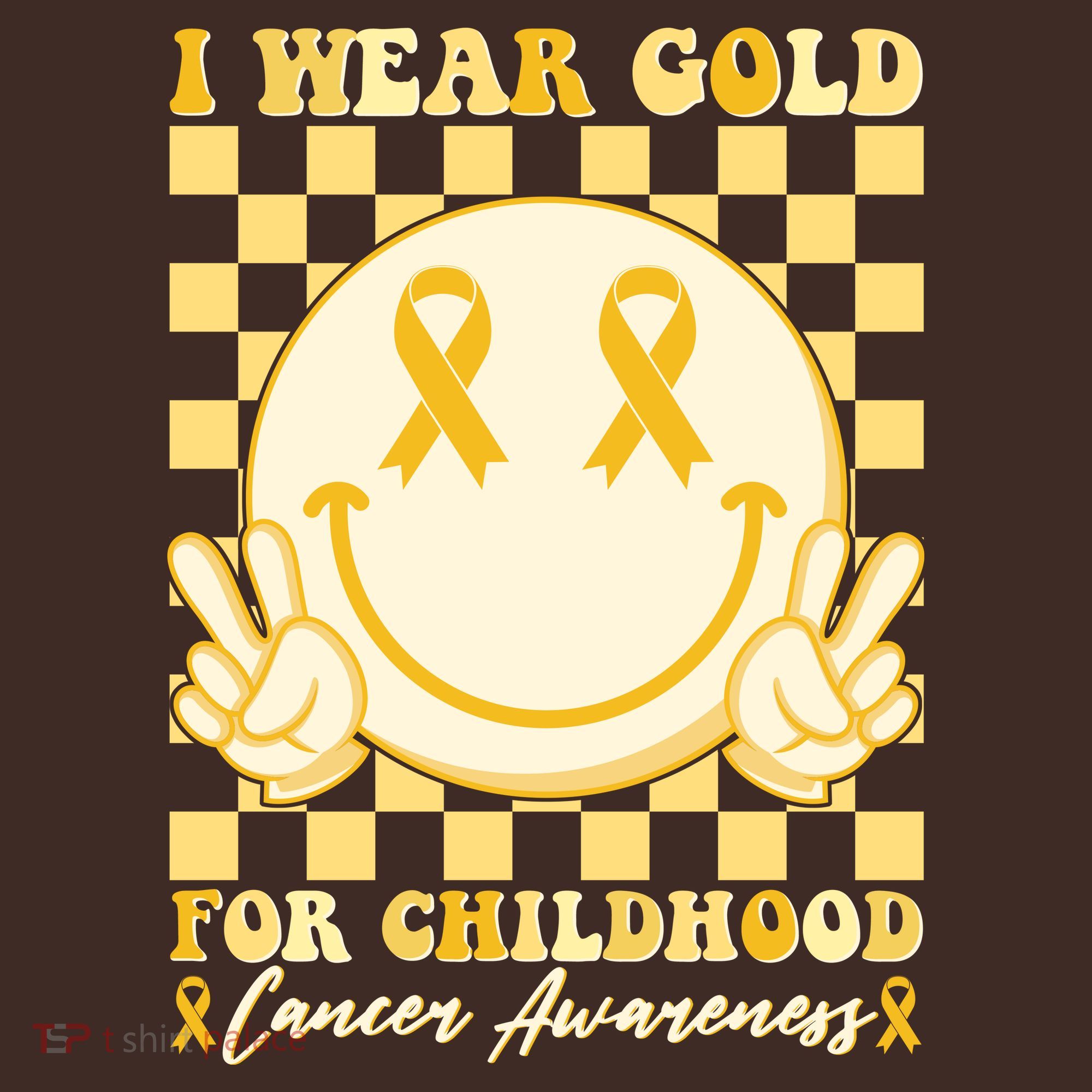 Retro Emoji Smiley I Wear Gold For Childhood Cancer Awareness T-Shirt