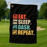 Retro Eat Sleep Dash Repeat Video Game Gift Golf Towel thumb 1