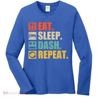 Retro Eat Sleep Dash Repeat Video Game Gift Women's Long Sleeve Shirt