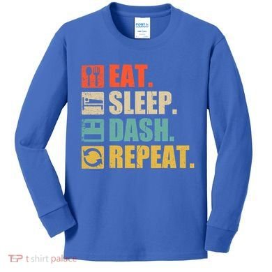 Retro Eat Sleep Dash Repeat Video Game Gift Kids Long Sleeve Shirt