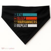 Retro Eat Sleep Warhammers Repeat Funny Gamer Video Gaming USA-Made Doggie Bandana thumb 0