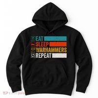Retro Eat Sleep Warhammers Repeat Funny Gamer Video Gaming Hoodie thumb 0