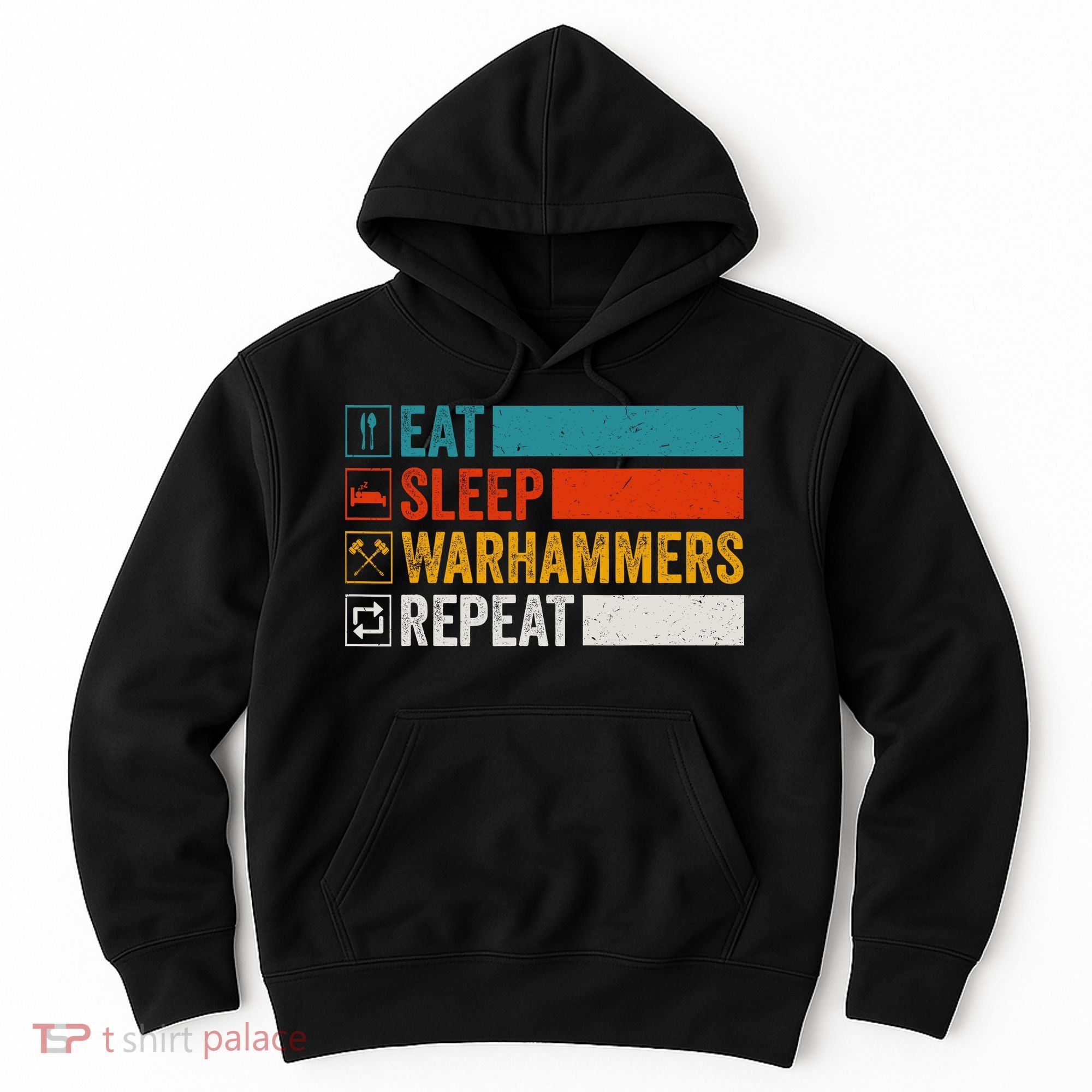 Retro Eat Sleep Warhammers Repeat Funny Gamer Video Gaming Hoodie