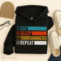Retro Eat Sleep Warhammers Repeat Funny Gamer Video Gaming Hoodie thumb 4