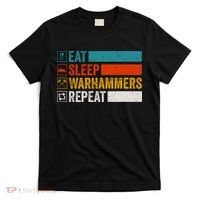 Retro Eat Sleep Warhammers Repeat Funny Gamer Video Gaming T-Shirt thumb 0