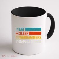 Retro Eat Sleep Warhammers Repeat Funny Gamer Video Gaming Coffee Mug thumb 1