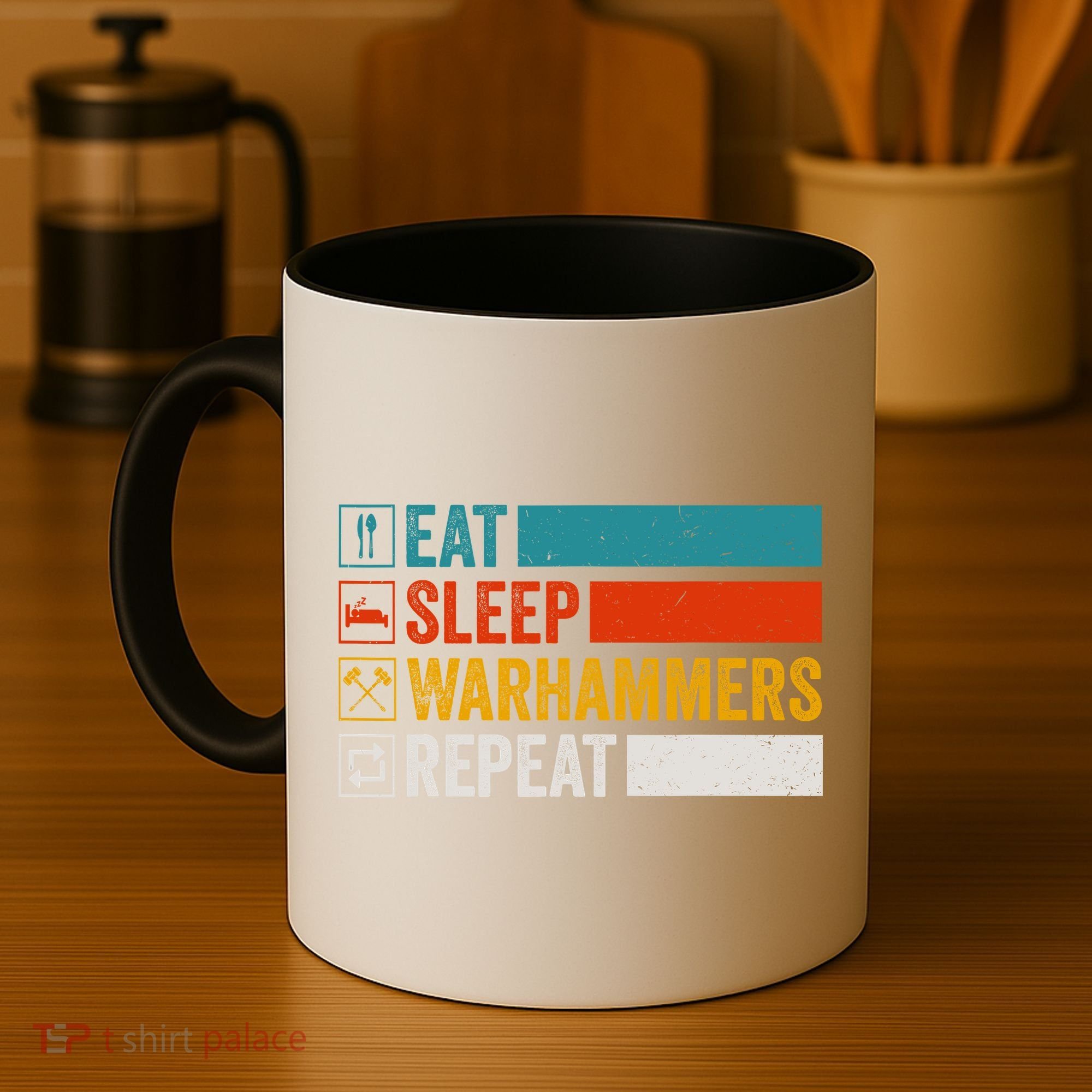Retro Eat Sleep Warhammers Repeat Funny Gamer Video Gaming Coffee Mug