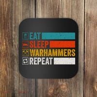 Retro Eat Sleep Warhammers Repeat Funny Gamer Video Gaming Coaster thumb 0
