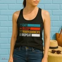 Retro Eat Sleep Warhammers Repeat Funny Gamer Video Gaming Women's Tank Top thumb 2
