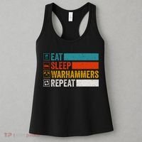 Retro Eat Sleep Warhammers Repeat Funny Gamer Video Gaming Women's Tank Top thumb 3