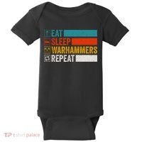 Retro Eat Sleep Warhammers Repeat Funny Gamer Video Gaming Baby Bodysuit thumb 0