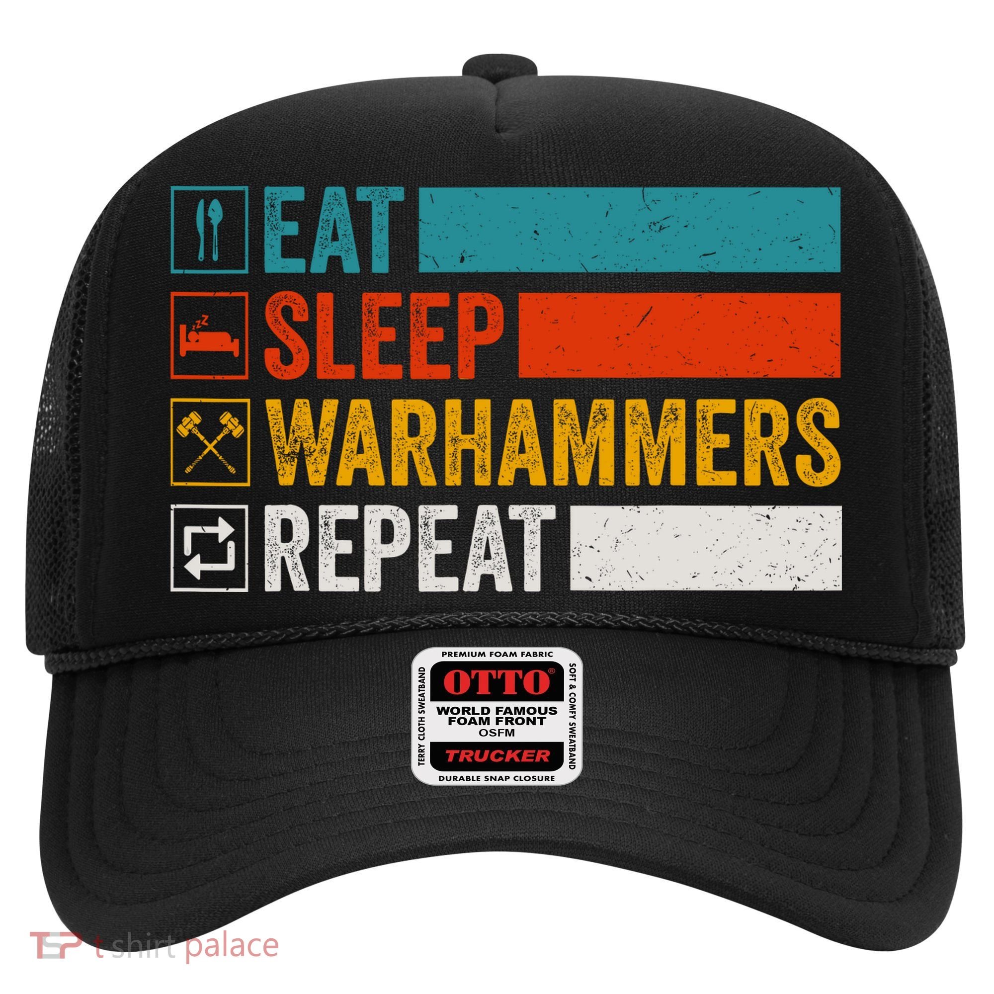 Retro Eat Sleep Warhammers Repeat Funny Gamer Video Gaming Hat
