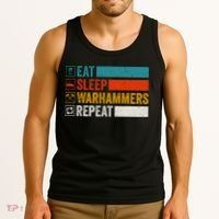 Retro Eat Sleep Warhammers Repeat Funny Gamer Video Gaming Tank Top thumb 3