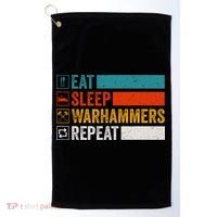 Retro Eat Sleep Warhammers Repeat Funny Gamer Video Gaming Golf Towel thumb 0