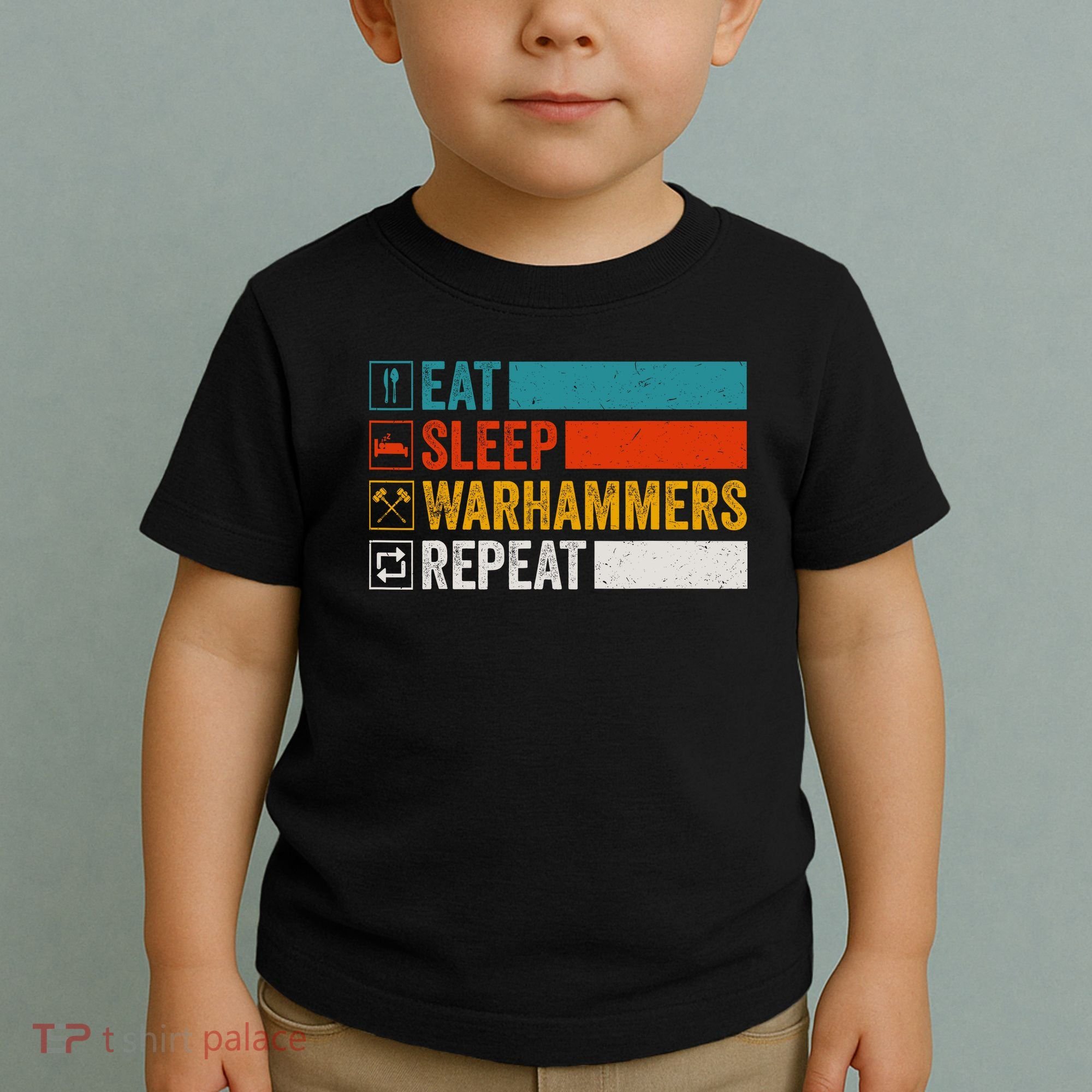 Retro Eat Sleep Warhammers Repeat Funny Gamer Video Gaming Toddler T-Shirt