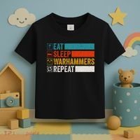 Retro Eat Sleep Warhammers Repeat Funny Gamer Video Gaming Toddler T-Shirt thumb 3