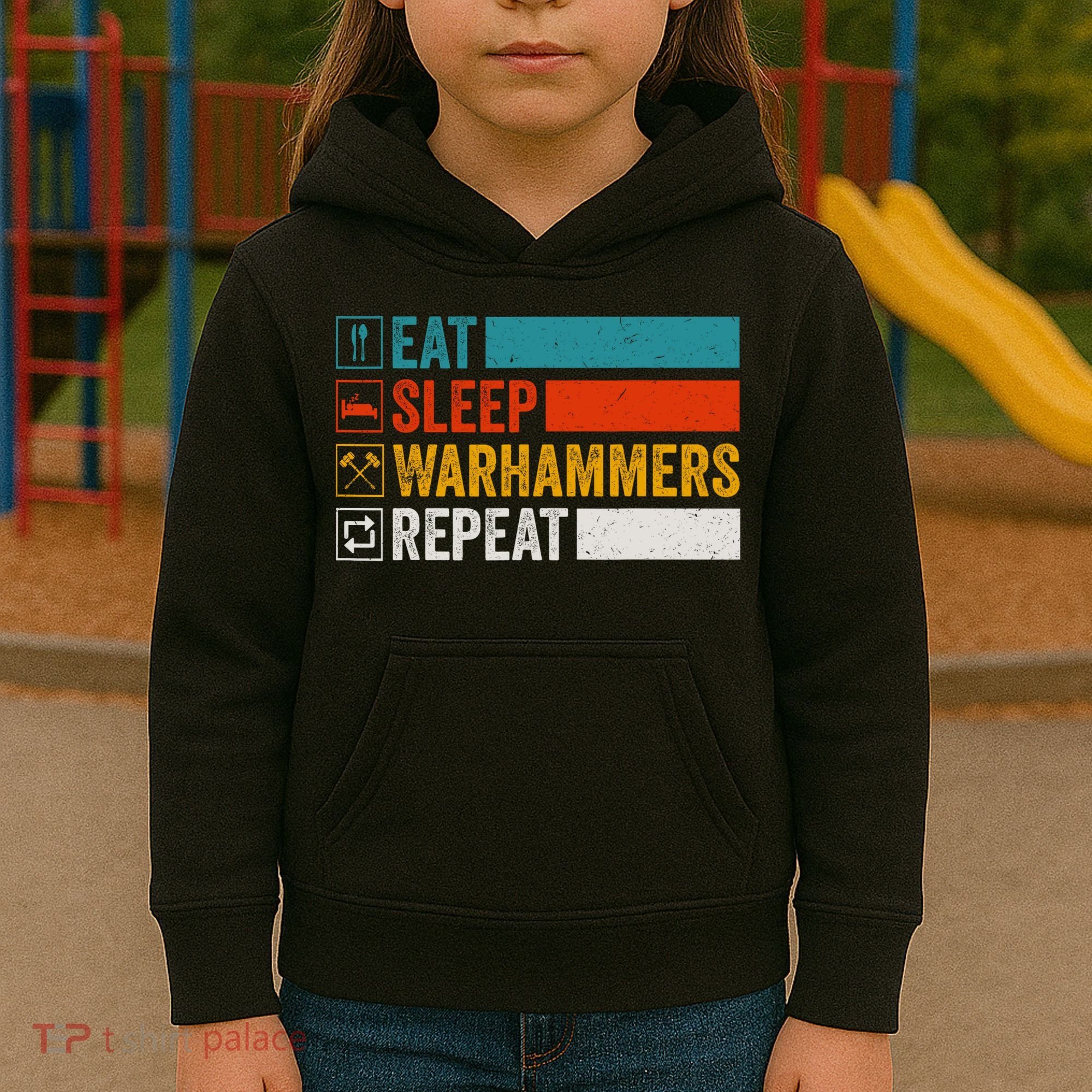Retro Eat Sleep Warhammers Repeat Funny Gamer Video Gaming Kids Hoodie