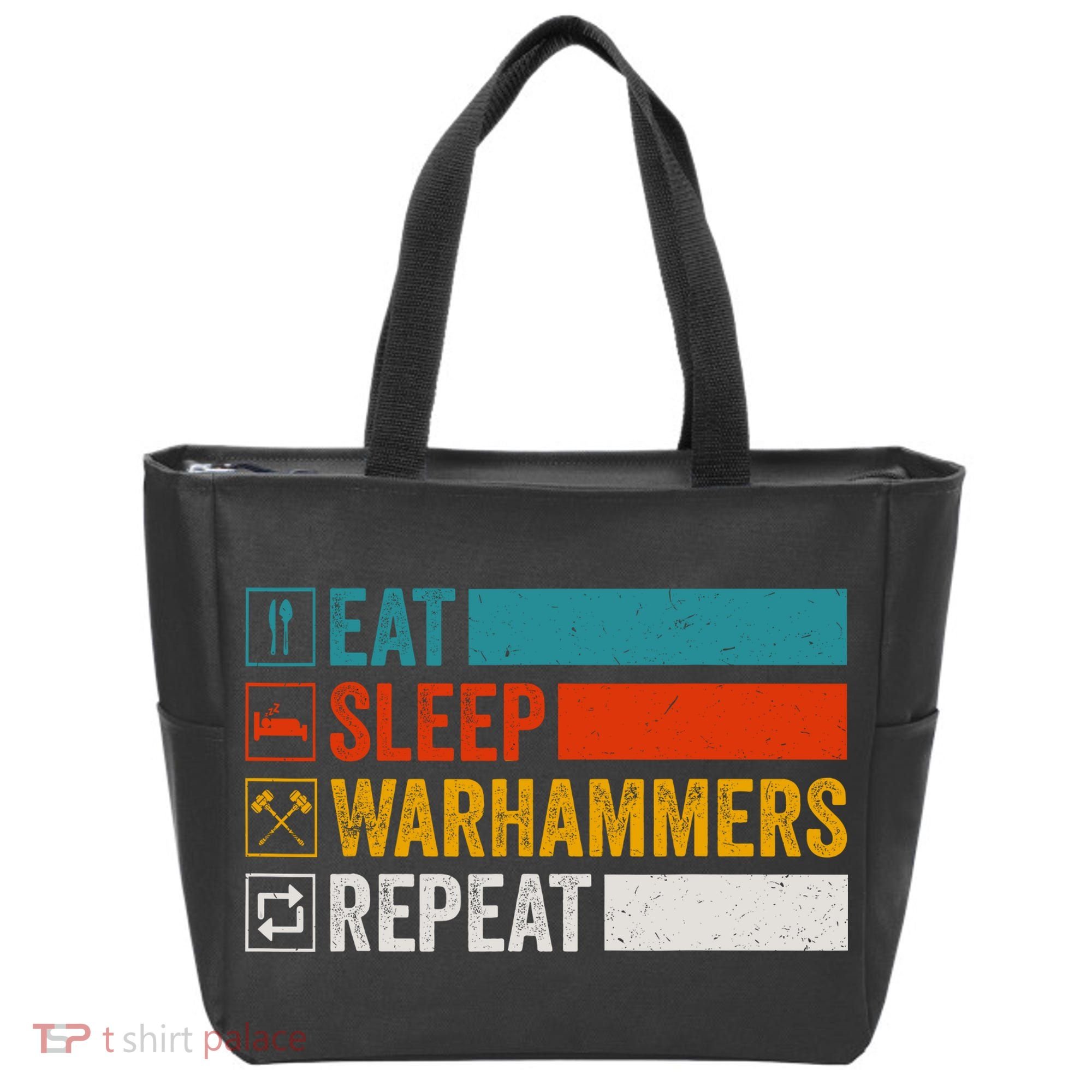 Retro Eat Sleep Warhammers Repeat Funny Gamer Video Gaming Tote Bag