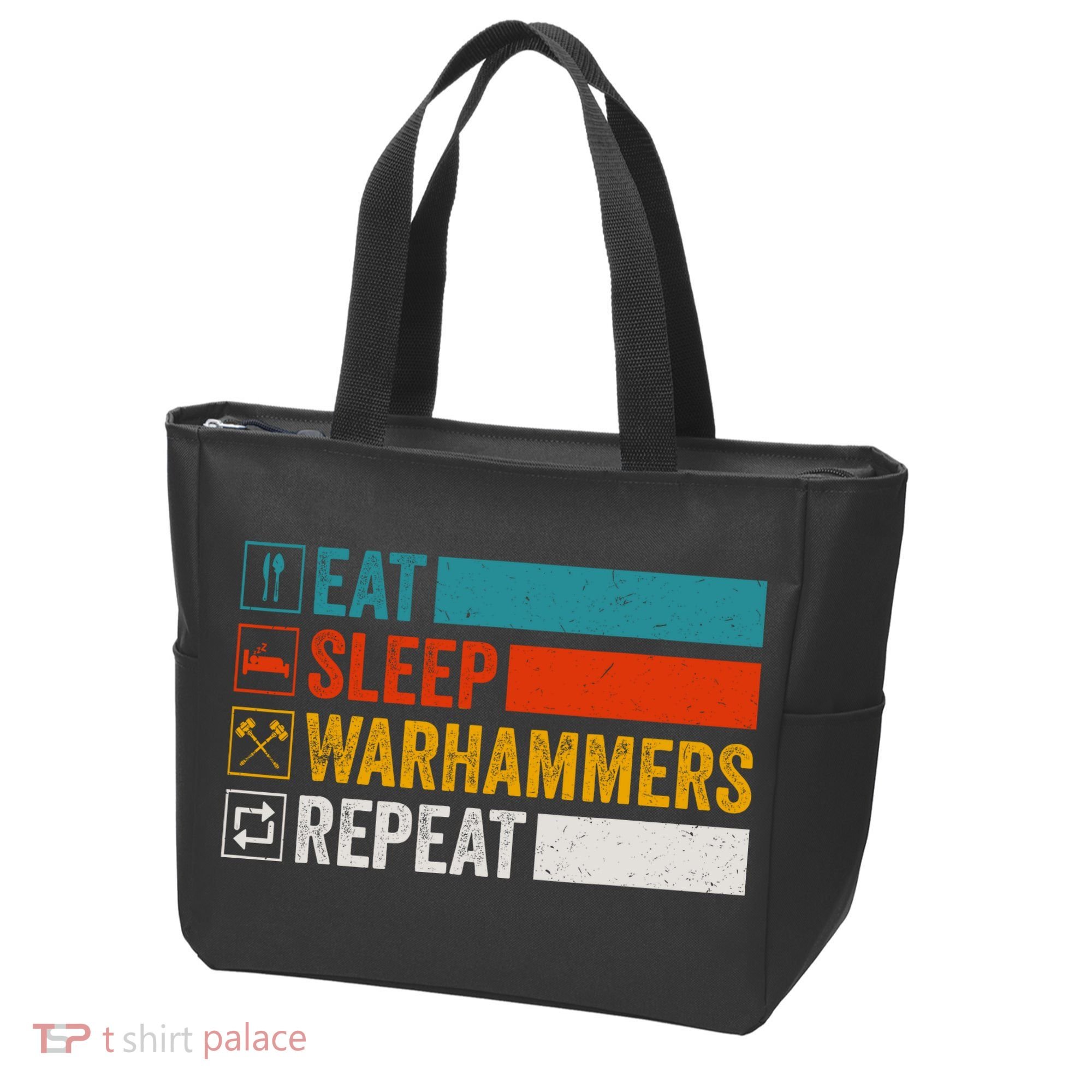 Retro Eat Sleep Warhammers Repeat Funny Gamer Video Gaming Tote Bag