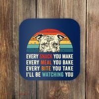 Retro Every Snack You Make Every Meal You Bake Pittie Dog Coaster thumb 0