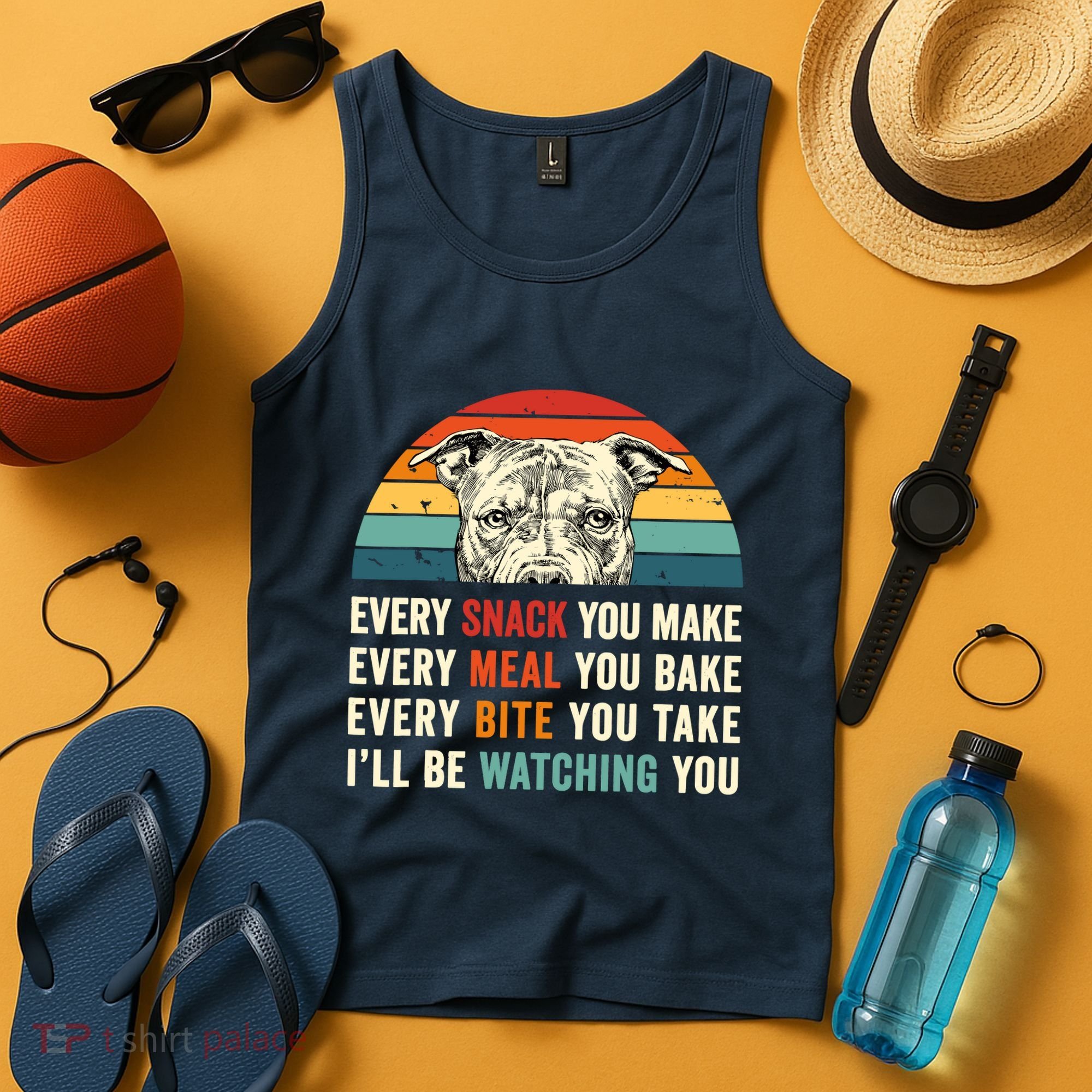Retro Every Snack You Make Every Meal You Bake Pittie Dog Tank Top