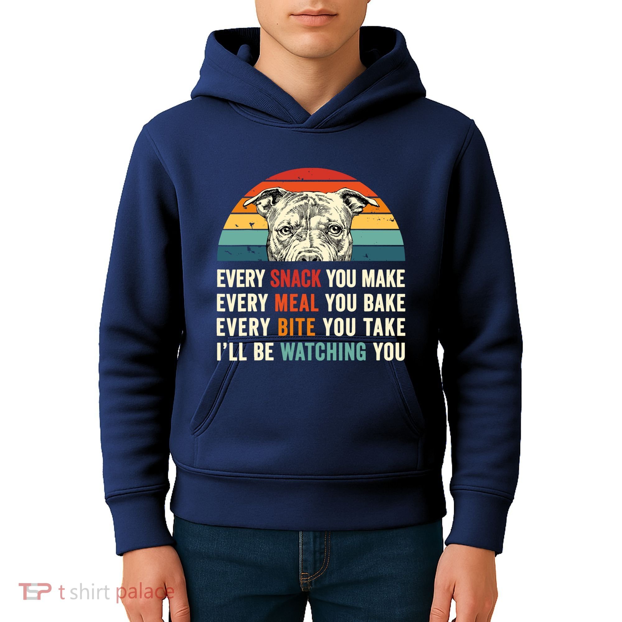 Retro Every Snack You Make Every Meal You Bake Pittie Dog Kids Hoodie