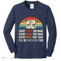 Retro Every Snack You Make Every Meal You Bake Pittie Dog Kids Long Sleeve Shirt thumb 0