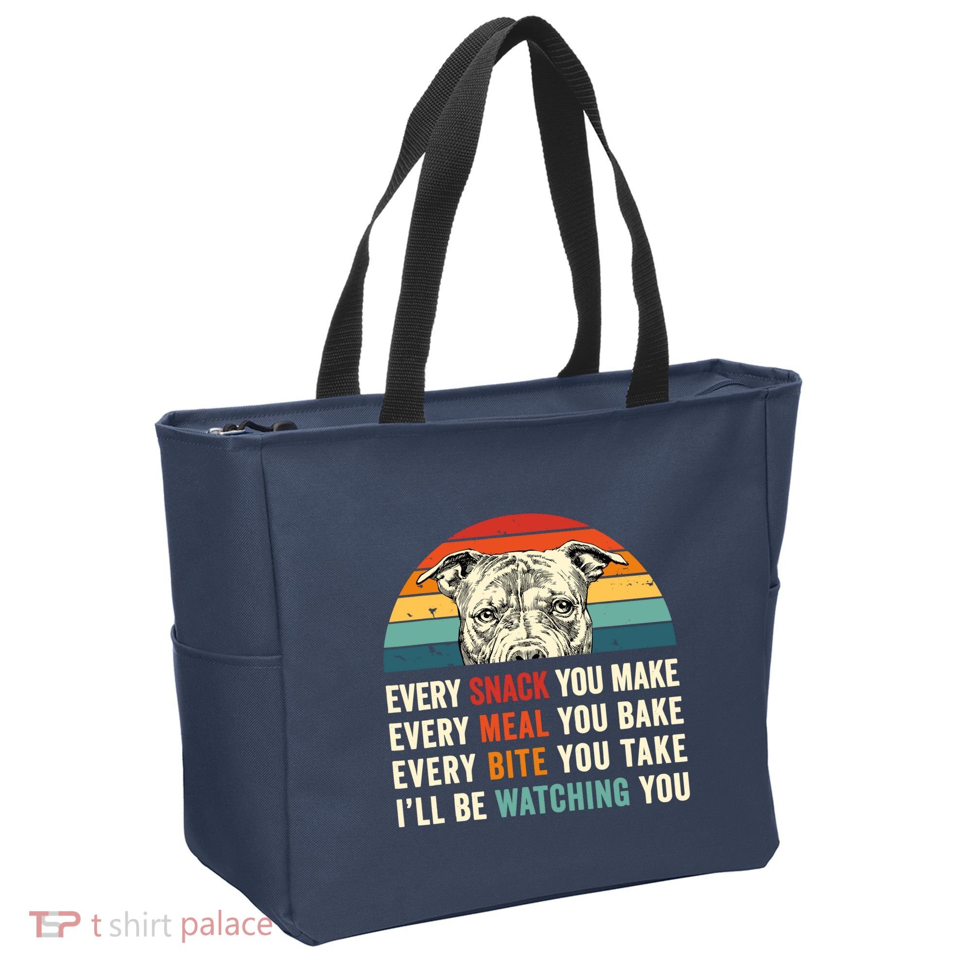 Retro Every Snack You Make Every Meal You Bake Pittie Dog Tote Bag