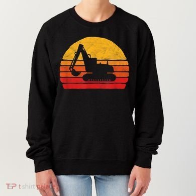 Retro Excavator & Sunset Vintage Construction Design Retro Women's Sweatshirt