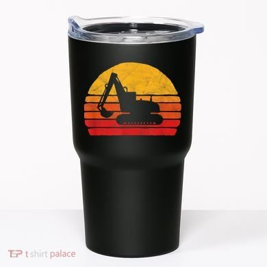 Retro Excavator & Sunset Vintage Construction Design Retro Tumbler