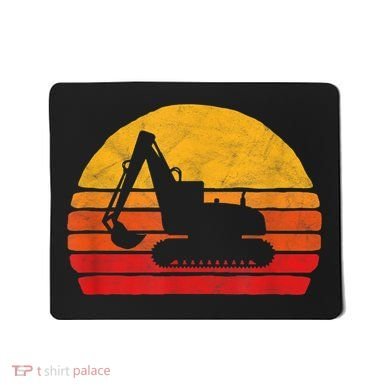 Retro Excavator & Sunset Vintage Construction Design Retro Mousepad