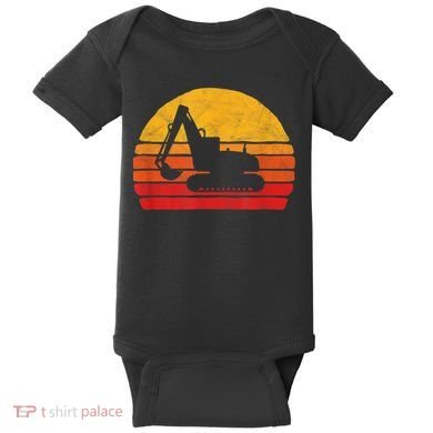 Retro Excavator & Sunset Vintage Construction Design Retro Baby Bodysuit