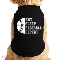 retro Eat Sleep Baseball Repeat Baseball Player Doggie Tank thumb 0