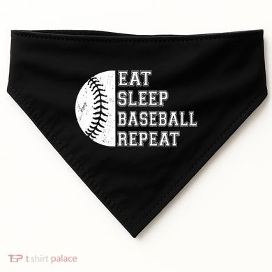 retro Eat Sleep Baseball Repeat Baseball Player USA-Made Doggie Bandana