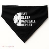 retro Eat Sleep Baseball Repeat Baseball Player USA-Made Doggie Bandana thumb 0
