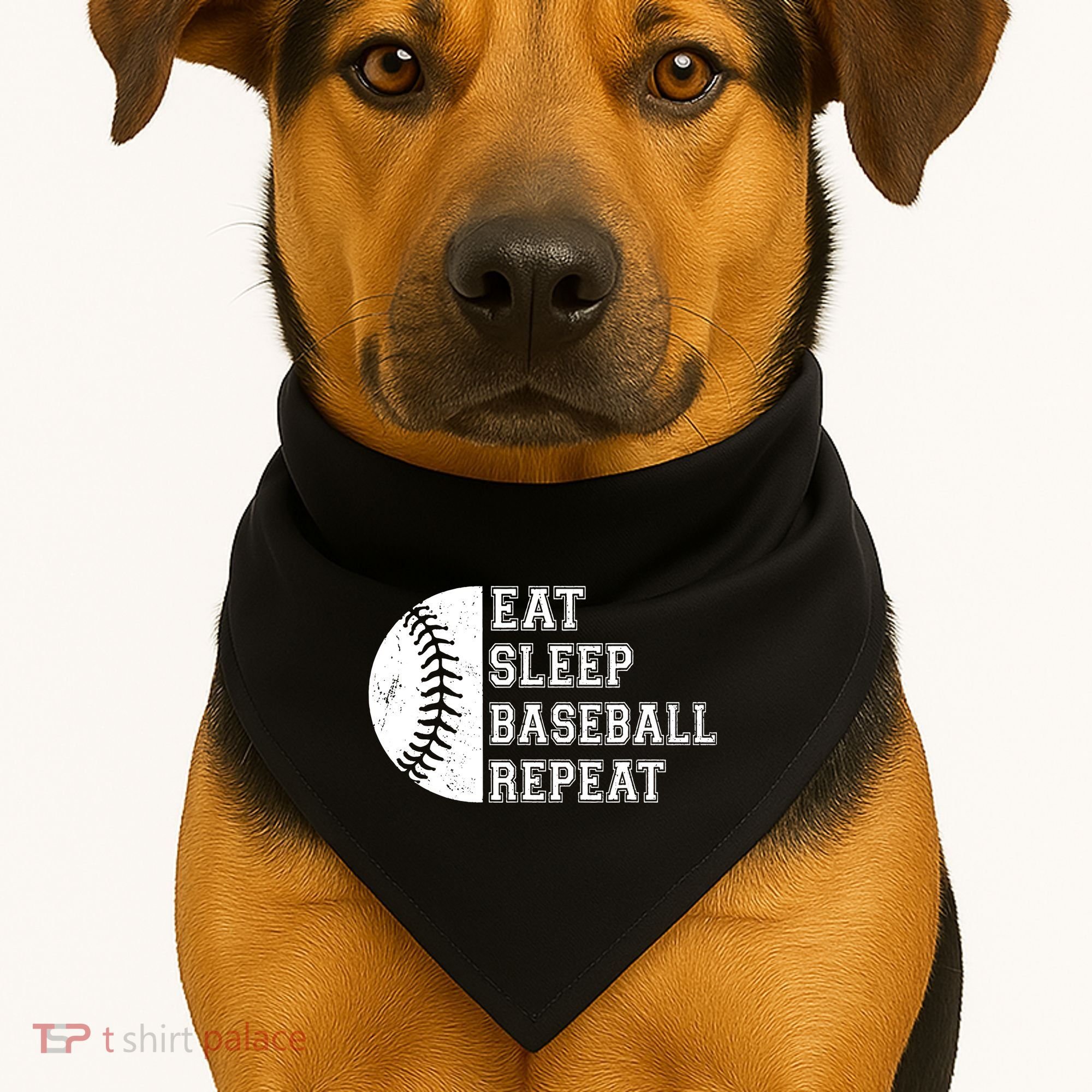 retro Eat Sleep Baseball Repeat Baseball Player USA-Made Doggie Bandana