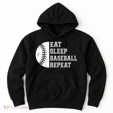 retro Eat Sleep Baseball Repeat Baseball Player Hoodie