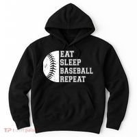 retro Eat Sleep Baseball Repeat Baseball Player Hoodie thumb 0