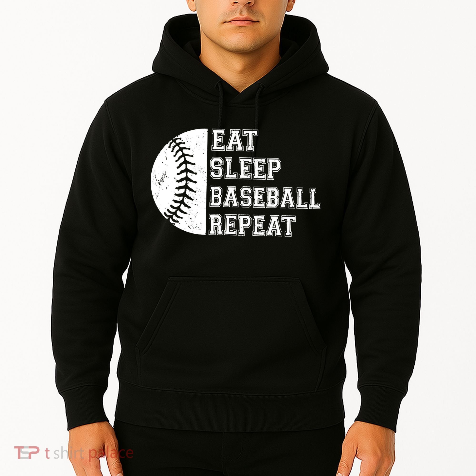 retro Eat Sleep Baseball Repeat Baseball Player Hoodie