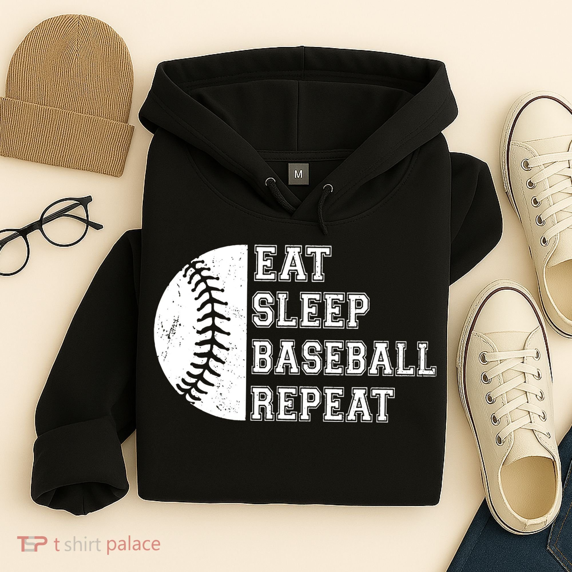 retro Eat Sleep Baseball Repeat Baseball Player Hoodie