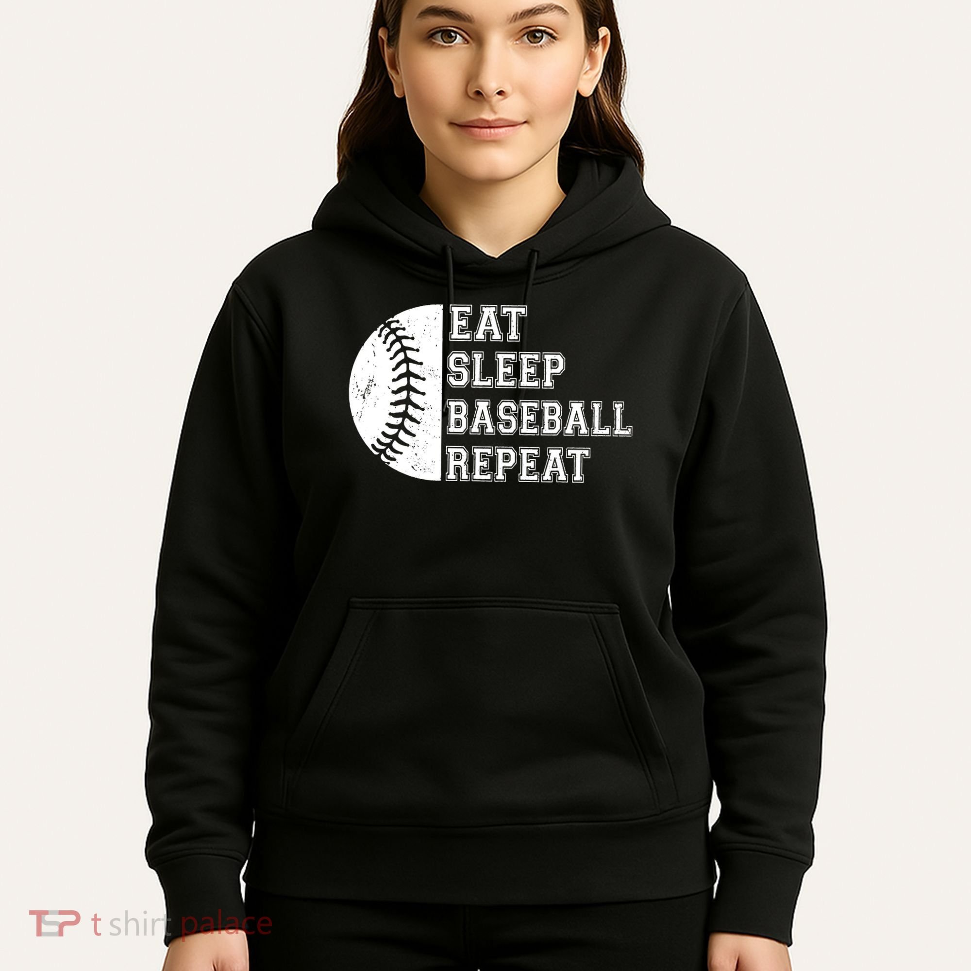 retro Eat Sleep Baseball Repeat Baseball Player Hoodie