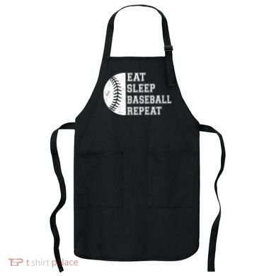 retro Eat Sleep Baseball Repeat Baseball Player Apron