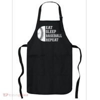 retro Eat Sleep Baseball Repeat Baseball Player Apron thumb 0
