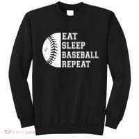 retro Eat Sleep Baseball Repeat Baseball Player Sweatshirt thumb 0