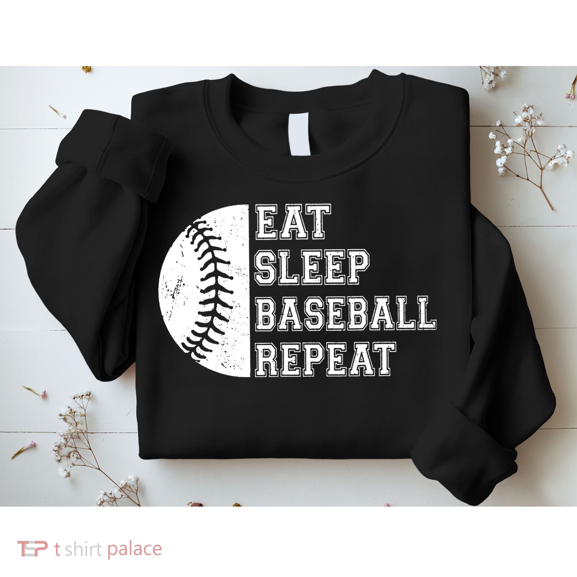 retro Eat Sleep Baseball Repeat Baseball Player Sweatshirt