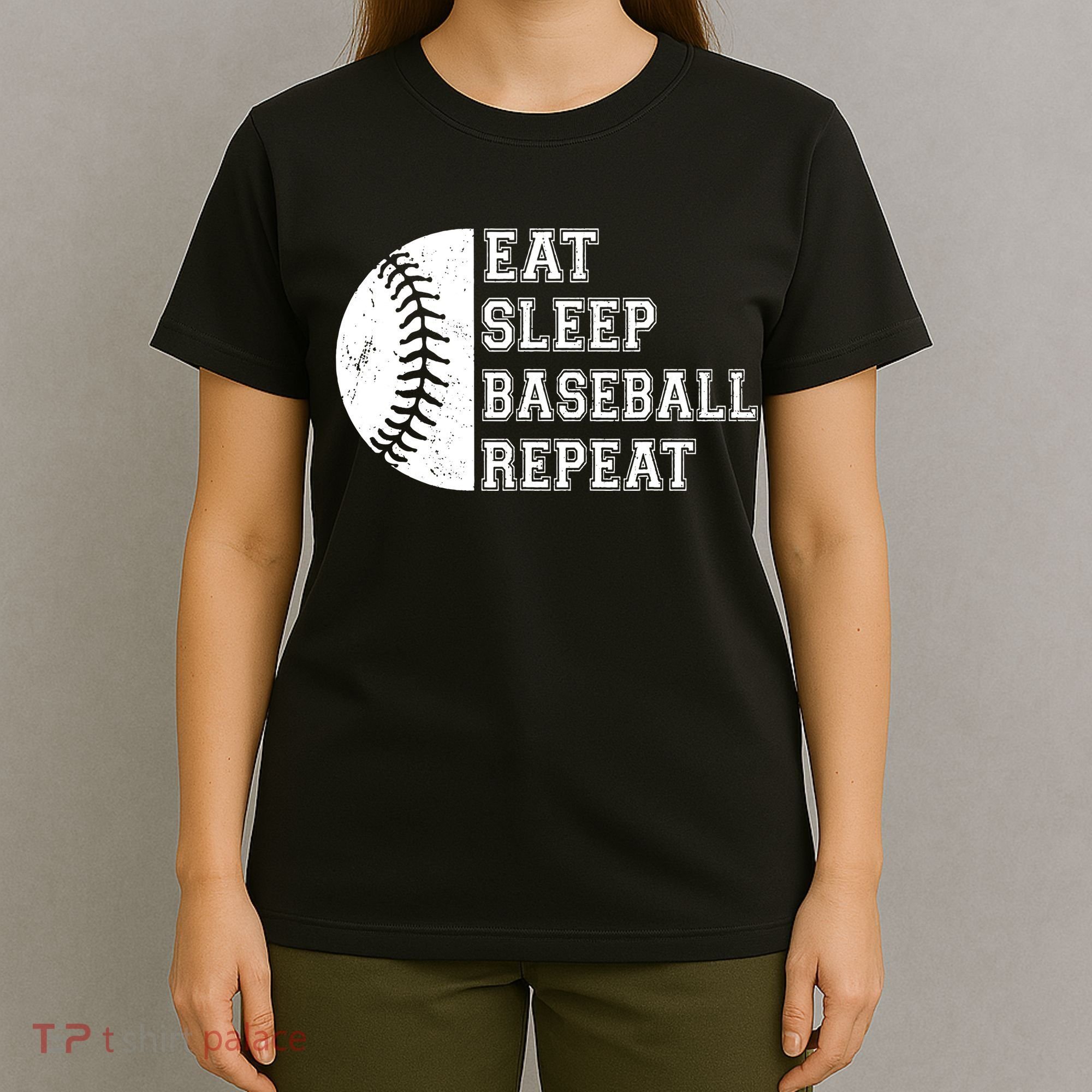 retro Eat Sleep Baseball Repeat Baseball Player T-Shirt