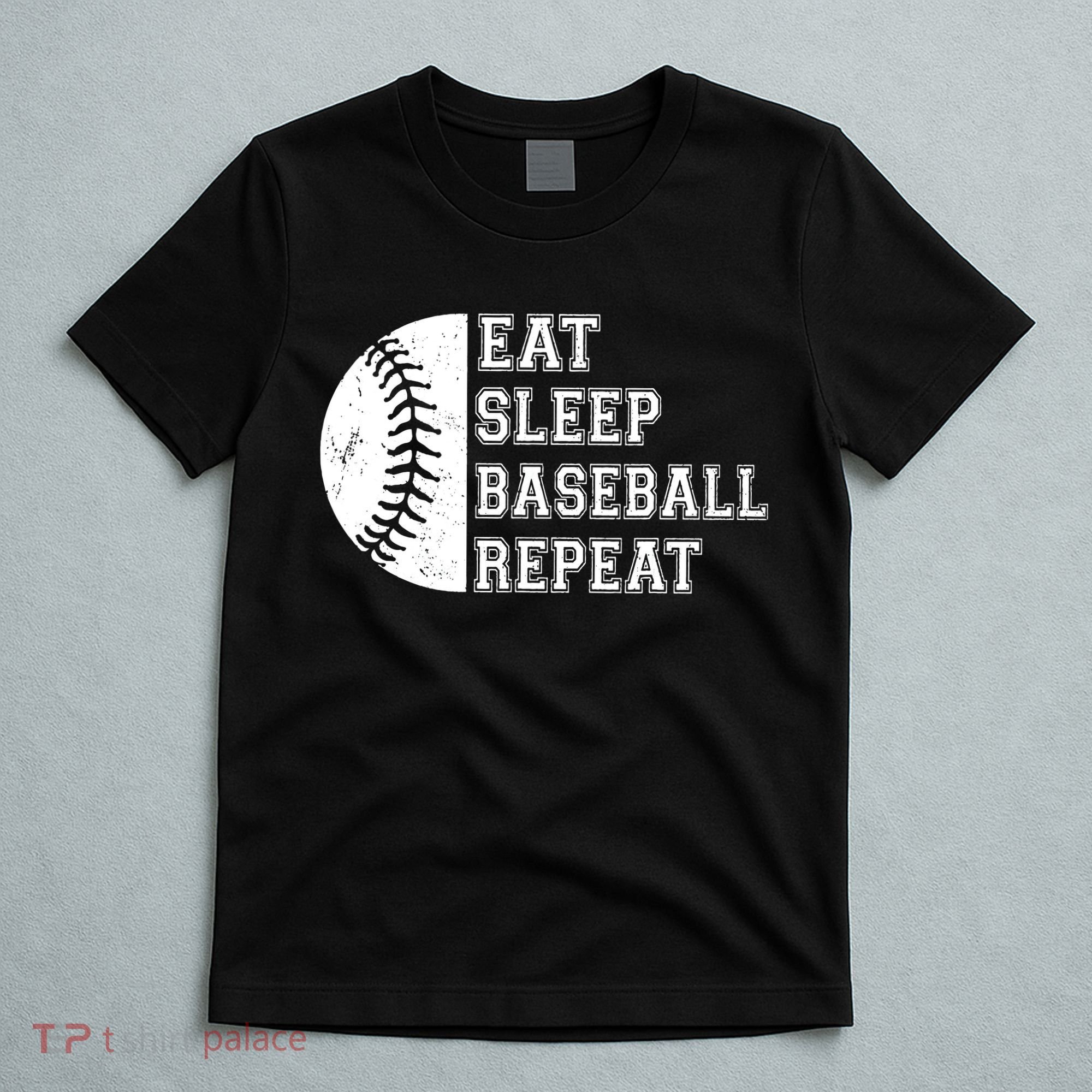 retro Eat Sleep Baseball Repeat Baseball Player T-Shirt