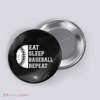 retro Eat Sleep Baseball Repeat Baseball Player Button thumb 0